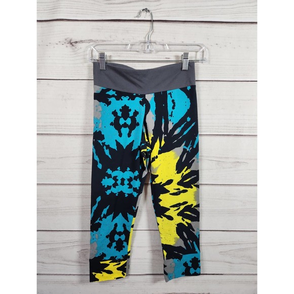 Puma Womens Pants Leggings Capri Mid Rise Elastic Waist‎ Activewear Multicolor S - Picture 1 of 7